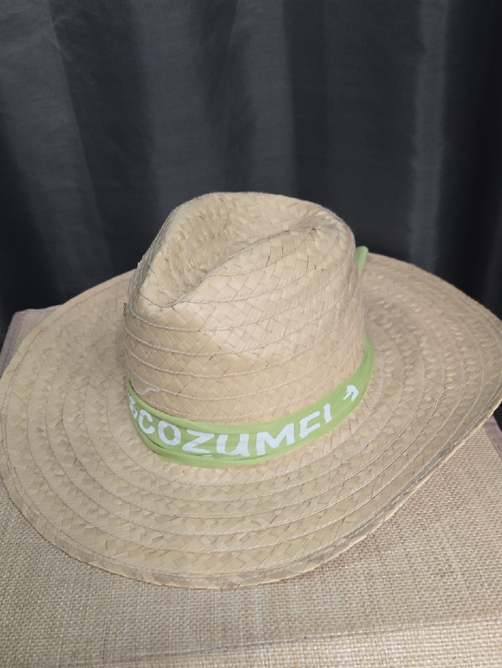 Natural Straw Fedora Hat with Lime Green Band - Cozumel Accent
